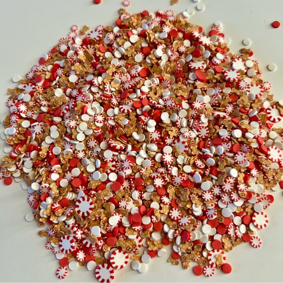 100 grams Christmas Peppermint Gingerbread Man Fake Fimo Slime Polymer Clay - Picture 1 of 2